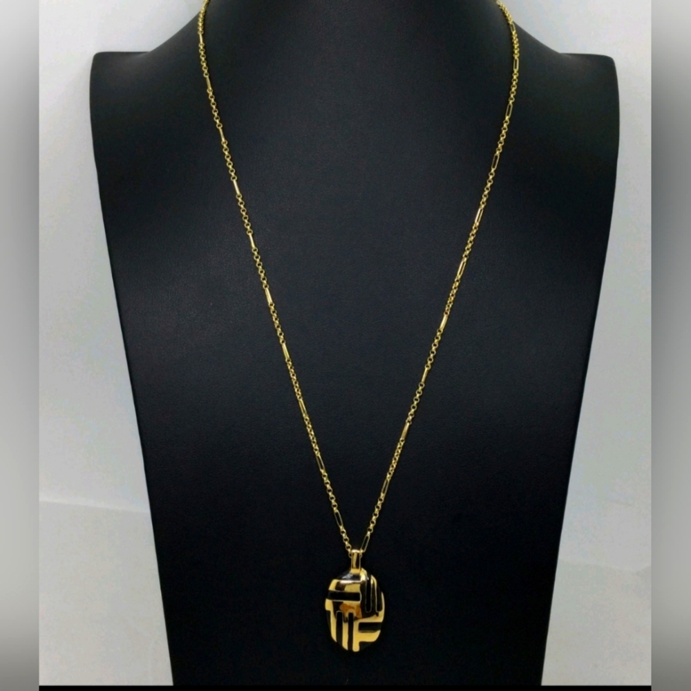 Kate Spade New York Black Enamel Pendant Necklace 22" EUC